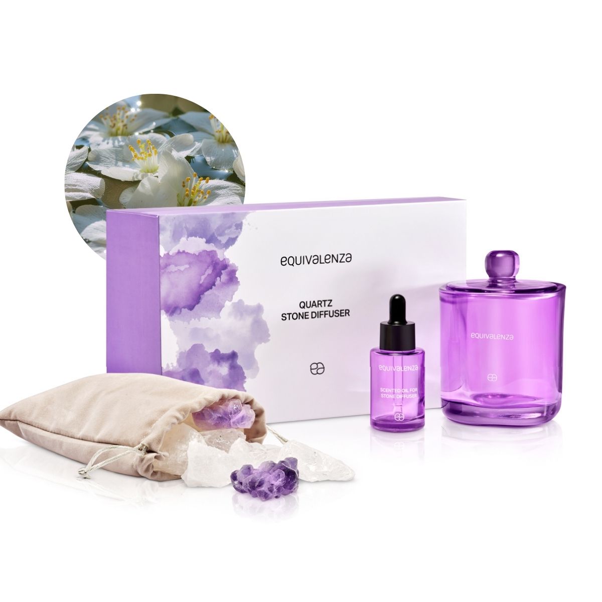 Quartz Stone Diffuser White Flowers | Equivalenza